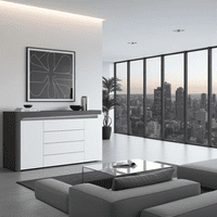 Lathea 2 Door 4 Drawer Large Modern Grey and White Gloss Sideboard With Lights - WHK-3- N13