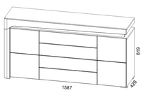 Lathea 2 Door 4 Drawer Large Modern Grey and White Gloss Sideboard With Lights - WHK-3- N13