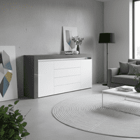 Lathea 2 Door 4 Drawer Large Modern Grey and White Gloss Sideboard With Lights - WHK-3- N13