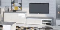 Lathea Large Modern Grey and White 3 Door Sideboard With Lights - WHK-1 - N13