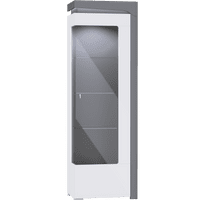 Lathea White Gloss and Grey RIGHT display cabinet with Glass Door and LED Lights -  WHW-1P-N14