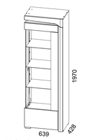 Lathea White Gloss and Grey RIGHT display cabinet with Glass Door and LED Lights -  WHW-1P-N14