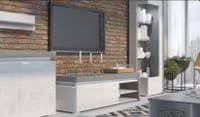 Lathea White Gloss and Grey TV Cabinet Entertainment Unit - WHTV-1 - N13
