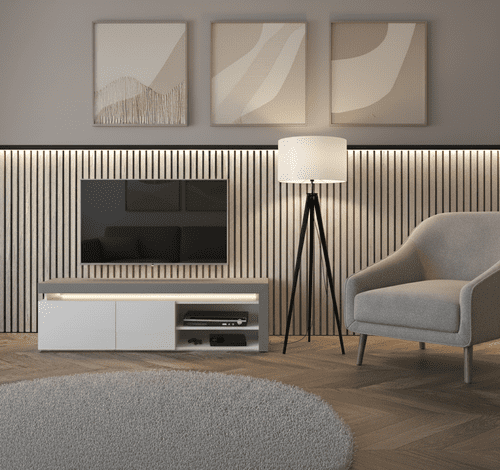 Lathea White Gloss and Grey TV Cabinet Entertainment Unit - WHTV-1 - N13