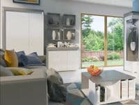 Lathea White High Gloss And Grey 102cm 2 Door Wardrobe With Shelves and LED Lights - WHS2-NE013
