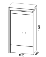 Lathea White High Gloss And Grey 102cm 2 Door Wardrobe With Shelves and LED Lights - WHS2-NE013