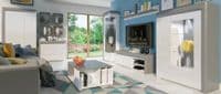 Lathea White High Gloss And Grey 102cm 2 Door Wardrobe With Shelves and LED Lights - WHS2-NE013