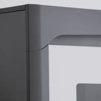 Lathea White High Gloss And Grey Low Wide Display Cabinet With LED Lights WHW-2L-N14