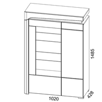 Lathea White High Gloss And Grey Low Wide Display Cabinet With LED Lights WHW-2L-N14