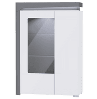Lathea White High Gloss And Grey Low Wide Display Cabinet With LED Lights WHW-2L-N14