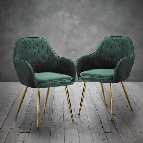 Laval Forest Green Velvet Dining Chair (Pack Of 2) 19LD640