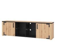 Lazio Artisan Oak Effect And Black 200cm TV Unit Cabinet 11011283 S/O