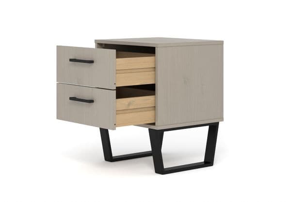 Lila 2 Drawer Bedside Cabinet in Grey Pine TX5G510 CP