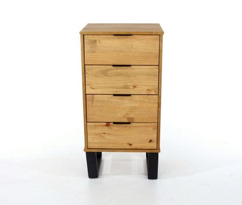 Lila Narrow Chest of 4 Drawers in Antique Pine TX517 CP
