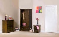 Lincoln Dark Lacquered 2 Door, 1 Drawer Wardrobe BT221