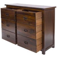 Lincoln Dark Lacquered 3+3 Drawer Wide Chest BT216