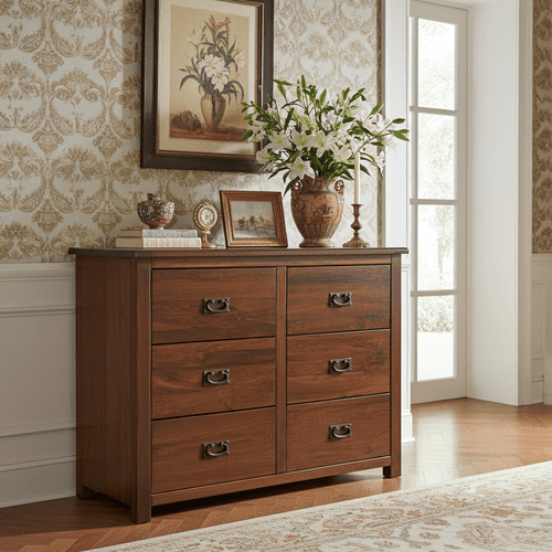 Lincoln Dark Lacquered 3+3 Drawer Wide Chest BT216