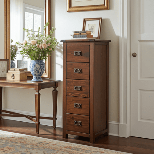 Lincoln Dark Lacquered 5 Drawer Narrow Chest BT217