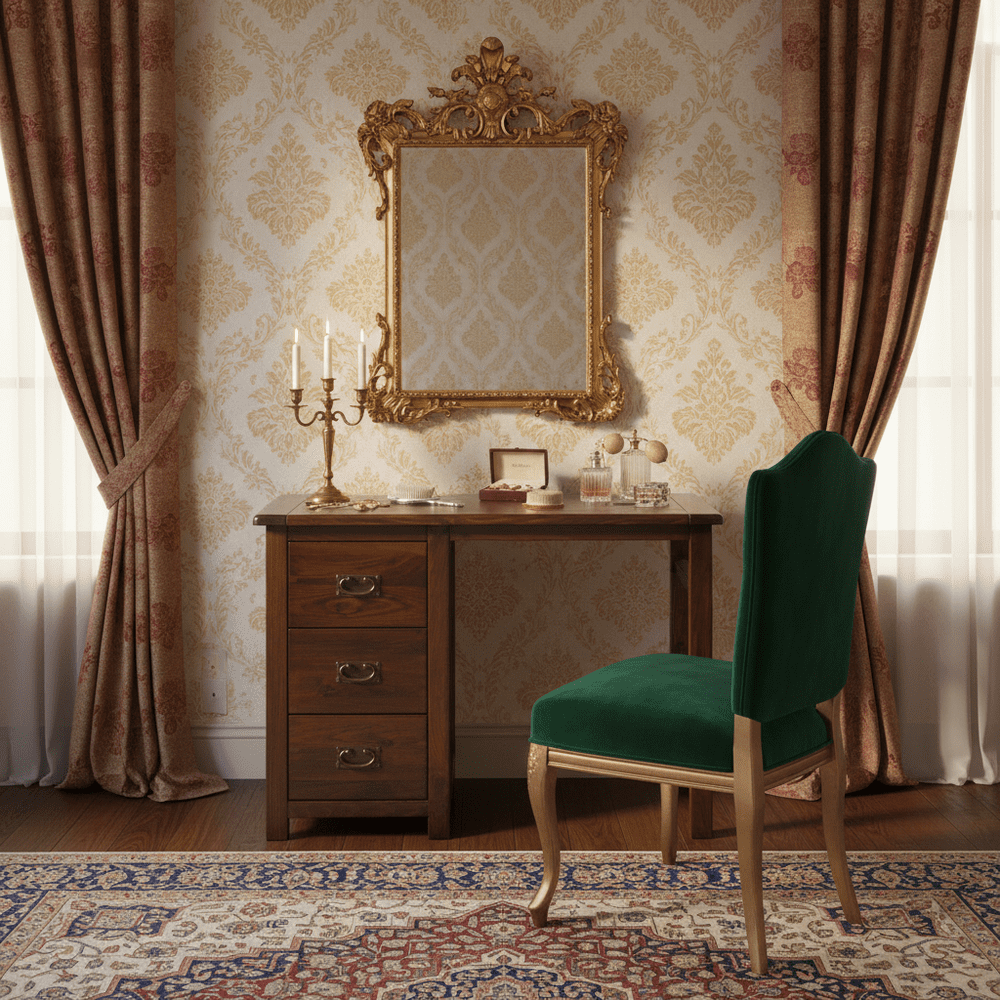 Lincoln Dark Lacquered Single Pedestal Dressing Table BT218