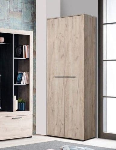 Lorca Grey Oak Effect And Black 2 Door Tall Slim Narrow Compact Wardrobe - 11008354 S/O