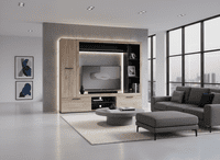 Lorca Grey Oak Effect And Black Compact Entertaiment Unit Wall TV Cabinet - 11014757 RZ