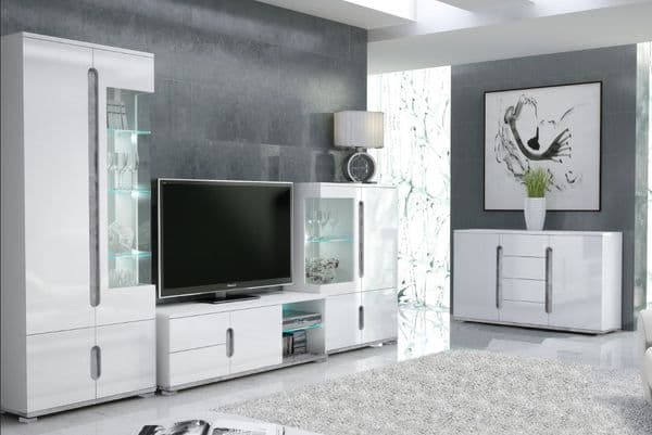 Lorenz High Gloss White and Grey Low Display Cabinet T12 3024