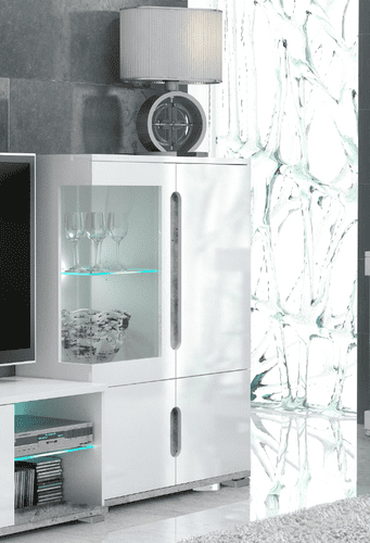 Lorenz High Gloss White and Grey Low Display Cabinet T12 3024