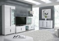 Lorenz High Gloss White and Grey Wide Large Sideboard T46 3020