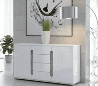 Lorenz High Gloss White and Grey Wide Large Sideboard T46 3020
