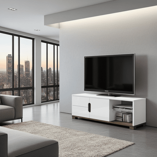 Lorenz High Gloss White TV Display Cabinet With Lights (P9RXLS 63)