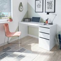 Lorna Artic White Modern Home Office Desk with Cupboard and Drawers - 004603A - N/S