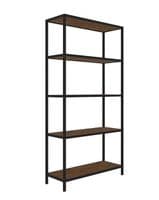 Lourdes Rustic Wood Effect With Black Metal Tall Bookcase 22LD378