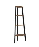 Lourdes Rustic Wood Effect With Black Metal Tall Corner Shelving Unit 22LD379