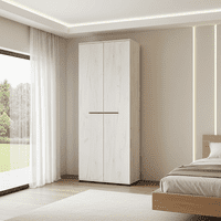 Luca 2 Door Slim 67.5cm Narrow Compact Wardrobe in Modern White Oak