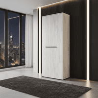 Luca 2 Door Slim 67.5cm Narrow Compact Wardrobe in Modern White Oak