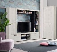 Luca Entertaiment Unit Wall TV Cabinet in White Oak and Black