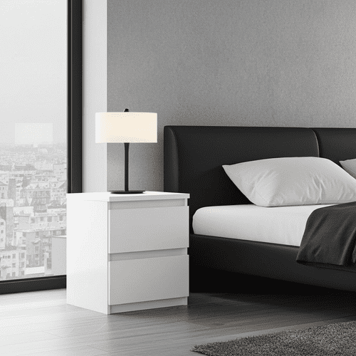 Lucia White High Gloss Bedside Table (CHLK12-C87)