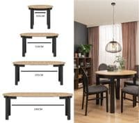Lukas Black And Oak Effect Round Extending Dining Table - SZY-INDS2