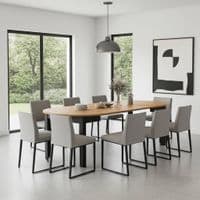 Lukas Black And Oak Effect Round Extending Dining Table - SZY-INDS2