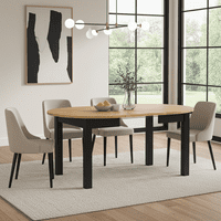 Lukas Black And Oak Effect Round Extending Dining Table - SZY-INDS2