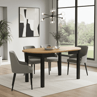 Lukas Black And Oak Effect Round Extending Dining Table - SZY-INDS2