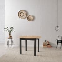 Lukas Black And Oak Effect Round Extending Dining Table - SZY-INDS2