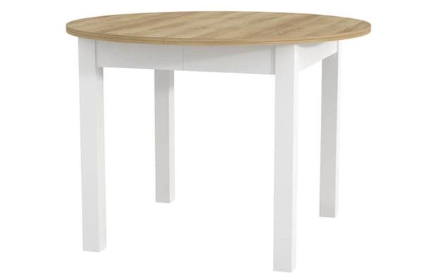 Lukas White and Oak Effect Round Extending Dining Table - SZY-INDS2OAK