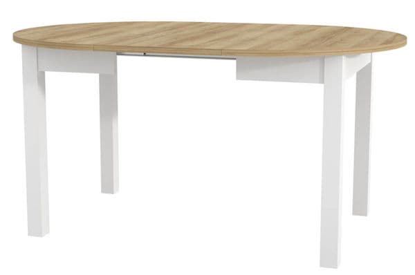 Lukas White and Oak Effect Round Extending Dining Table - SZY-INDS2OAK
