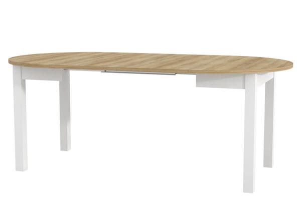 Lukas White and Oak Effect Round Extending Dining Table - SZY-INDS2OAK