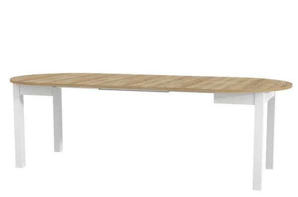 Lukas White and Oak Effect Round Extending Dining Table - SZY-INDS2OAK