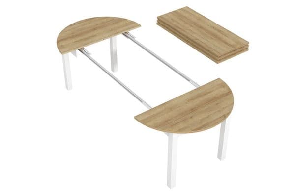 Lukas White and Oak Effect Round Extending Dining Table - SZY-INDS2OAK