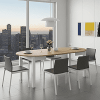 Lukas White and Oak Effect Round Extending Dining Table - SZY-INDS2OAK