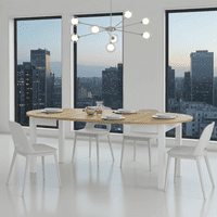 Lukas White and Oak Effect Round Extending Dining Table - SZY-INDS2OAK