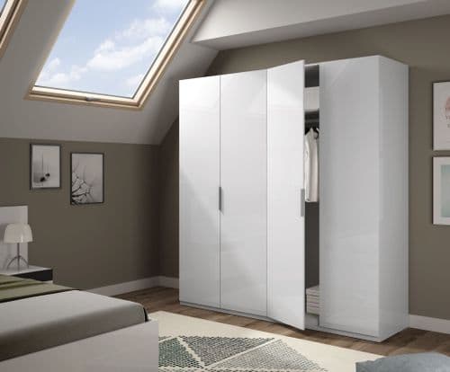 Luma Artic White 180cm Wide 4 Door Wardrobe - MAX054BO
